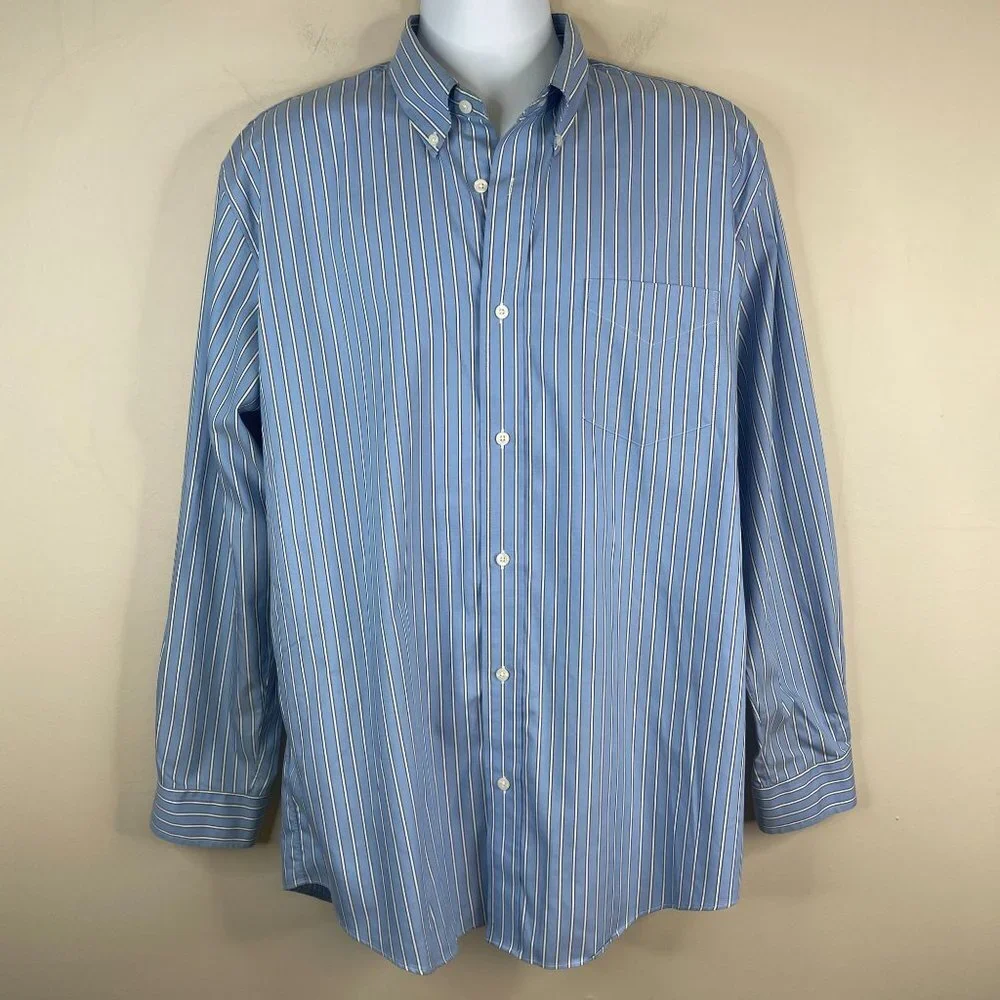 Giordano Button Down‎ Shirt Mens XL Blue Long Sleeve Vintage Eclectic Grandpa